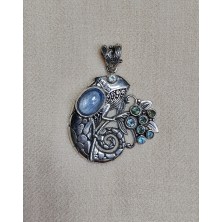 Pendentif Caméléon Multiples Aigues-Marines Cyanite