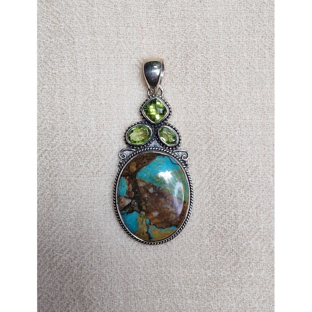 Pendentif Triples Péridots Chrysoprase