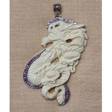 Pendentif Os de Buffle micro-serti d'Améthystes