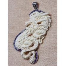 Pendentif Os de Buffle micro-serti d'Améthystes