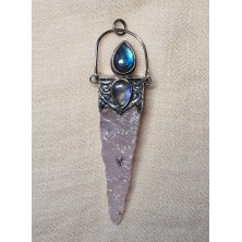 Pendentif Quartz Rose et Labradorite