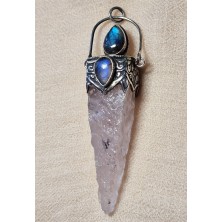 Pendentif Quartz Rose et Labradorite