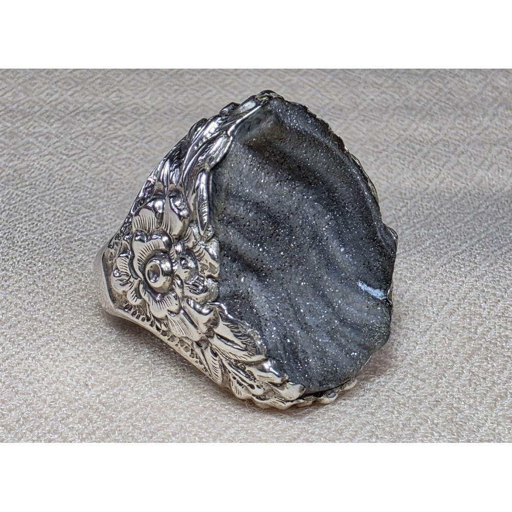 Bague en Druse d'Agate type Tibetain