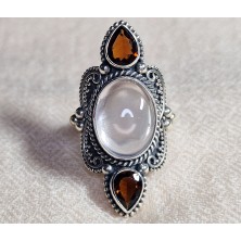 Bague Grenat Spessartite Quartz Rose