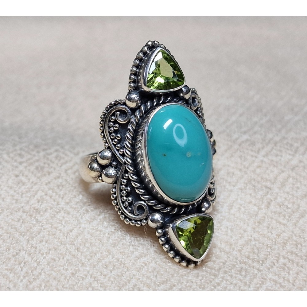 Bague Péridot Turquoise