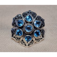 Bague Multiples Topazes Bleues