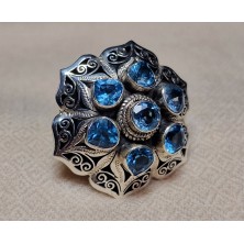 Bague Multiples Topazes Bleues