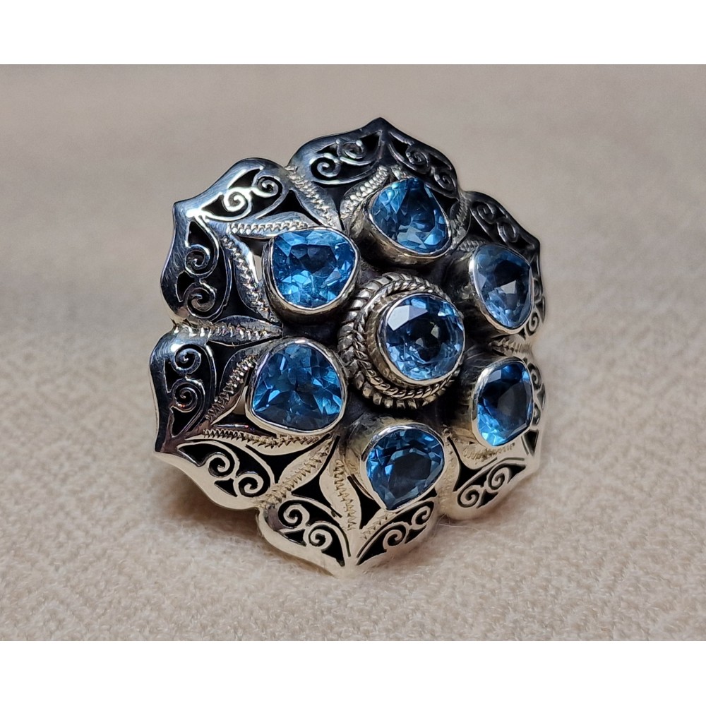 Bague Multiples Topazes Bleues