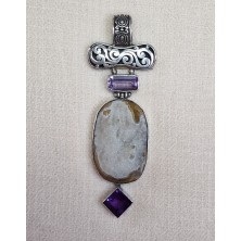 Pendentif Améthyste et druse d'Agate