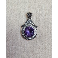 Pendentif Améthyste micro-serti de Zircons